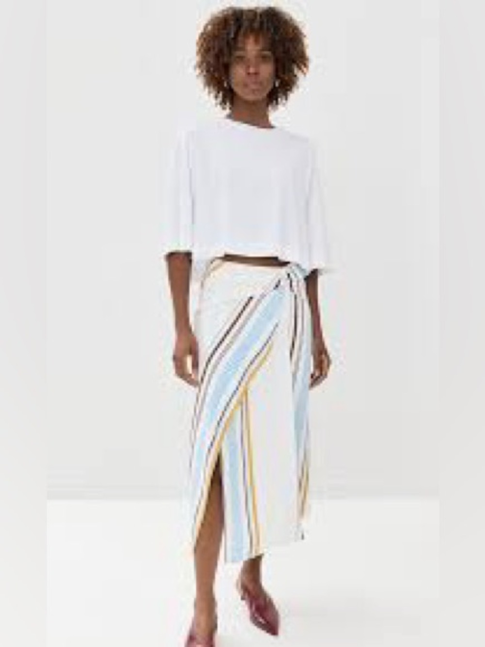 A.L.C. Clara Variegated Stripe Midi Skirt